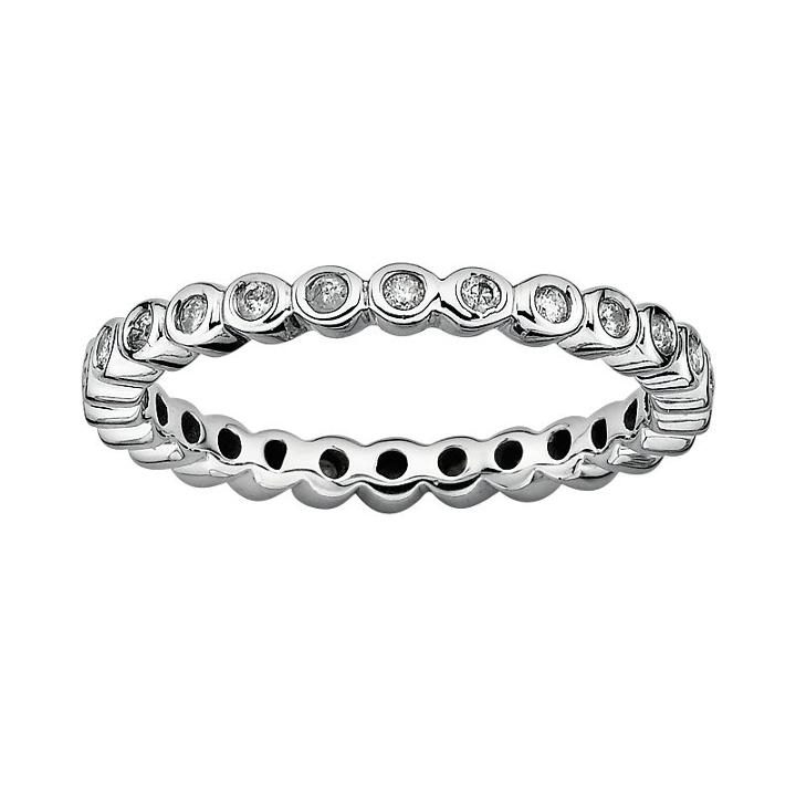 Stacks And Stones Sterling Silver 1/3-ct. T.w. Diamond Eternity Stack Ring, Women's, Size: 7, White