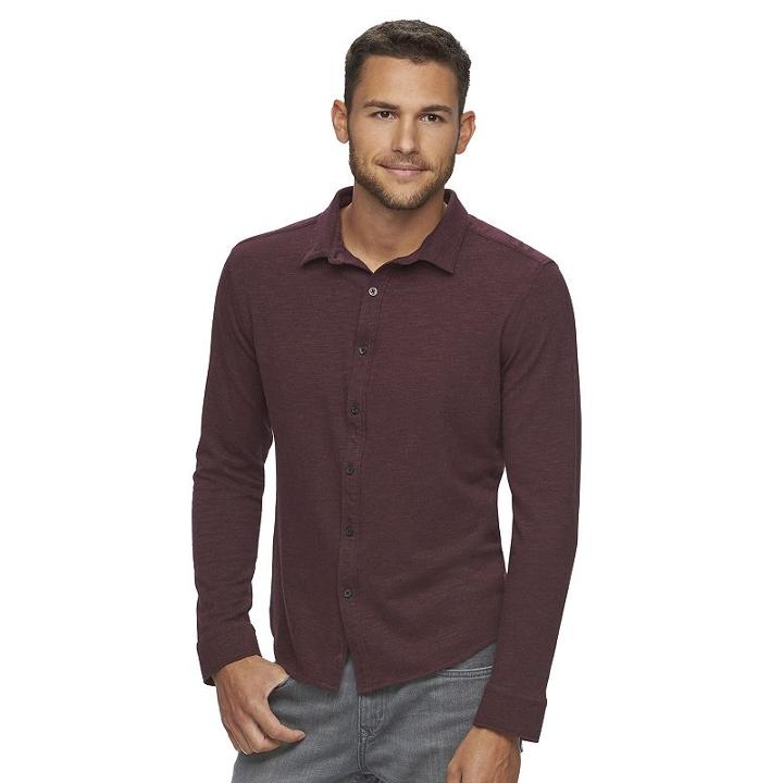 Men's Marc Anthony Slim-fit Pique Button-down Shirt, Size: Xl, Purple