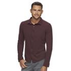 Men's Marc Anthony Slim-fit Pique Button-down Shirt, Size: Xl, Purple