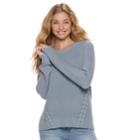 Juniors' Pink Republic Lace-up Side Sweater, Teens, Size: Large, Light Blue