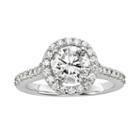Diamonore Round-cut Simulated Diamond Halo Engagement Ring In Sterling Silver (2 Ct. T.w.), Women's, Size: 8, White