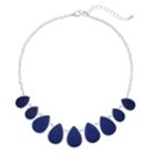 Blue Teardrop Link Statement Necklace, Women's, Navy