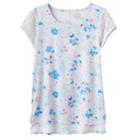 Girls 7-16 So&reg; Floral Lace Sleeve Tee, Size: 16, Black