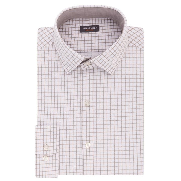 Men's Van Heusen Slim-fit Stretch Dress Shirt, Size: S 32-33, Beige