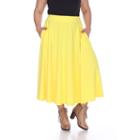 Plus Size White Mark Pleated Midi Skirt, Women's, Size: 2xl, Yellow