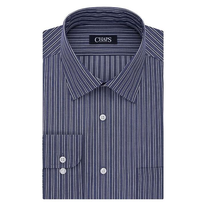 Big & Tall Chaps Regular-fit Stretch-collar Wrinkle-free Dress Shirt, Men's, Size: 16.5 35/6t, Dark Blue