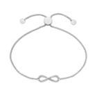 Sterling Silver 1/10 Carat T.w. Diamond Infinity Bolo Bracelet, Women's, Size: 7, White