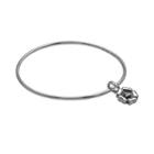 Lyric Sterling Silver Diamond Accent Flower Charm Bangle Bracelet, Women's, Multicolor