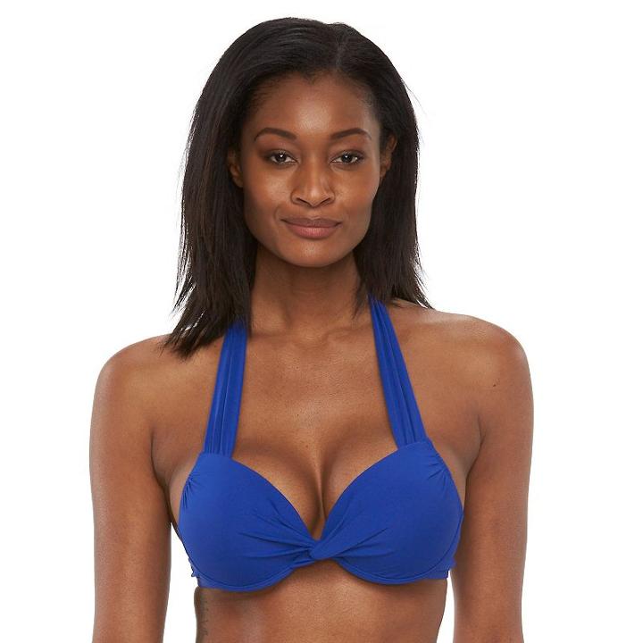 Women's Apt. 9&reg; Push-up Halter Bikini Top, Size: Medium, Blue Other
