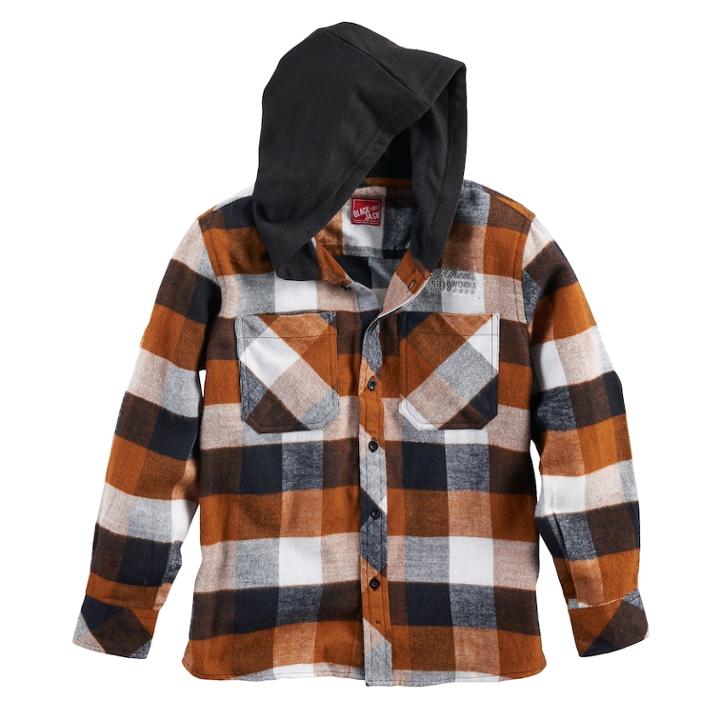 Boys 8-20 Button-down Plaid Flannel Hooded Shirt, Size: Small, Red/coppr (rust/coppr)