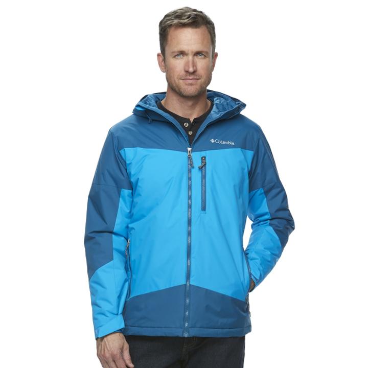 Men's Columbia Winter Slope Colorblock Thermal Coil Insulated Jacket, Size: Large, Dark Blue