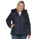 Plus Size Weathercast Hooded Puffer Jacket, Women's, Size: 3xl, Grey