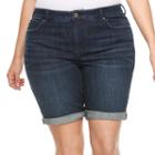 Plus Size Jennifer Lopez Roll-cuff Bermuda Shorts, Women's, Size: 18 W, Dark Blue