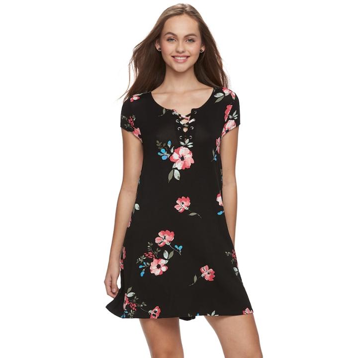 Juniors' So&reg; Lace-up Swing Dress, Teens, Size: Xs, Black