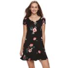 Juniors' So&reg; Lace-up Swing Dress, Teens, Size: Xs, Black