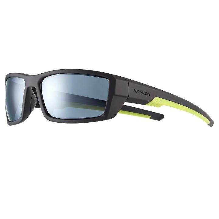 Men's Body Glove Polarized Rectangular Wrap Sunglasses, Black