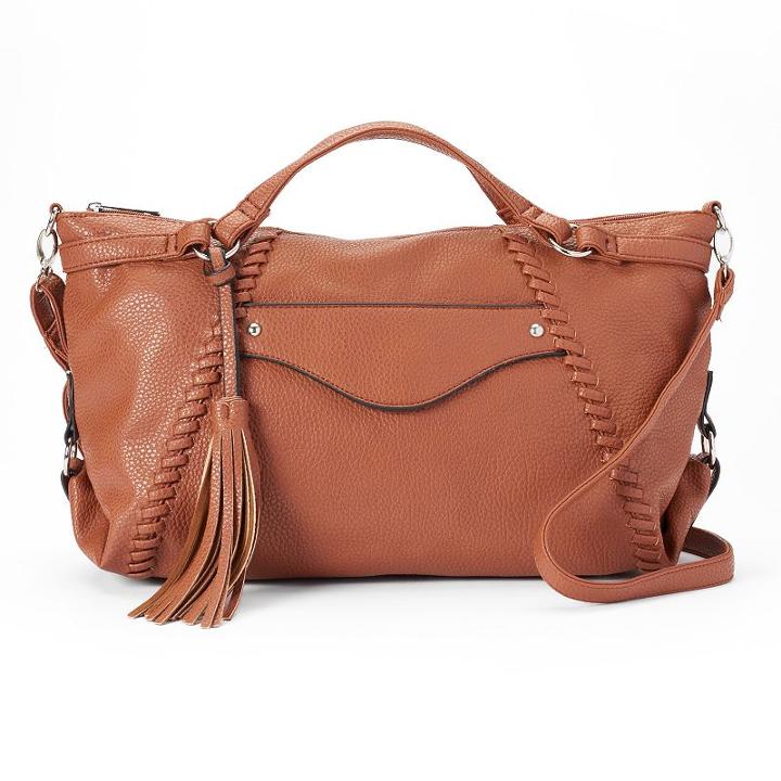 Yoki Pebbled Tassel Tote, Women's, Brown