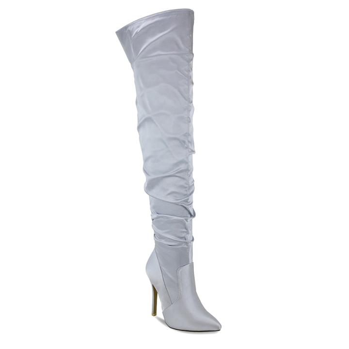 Olivia Miller Sayville Women's Thigh High Boots, Size: 8.5, Silver