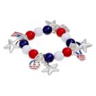 Beaded American Flag, Peace Sign & Star Charm Stretch Bracelet, Women's, Multicolor