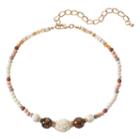 Marbled Bead Choker Necklace, Women's, Brown