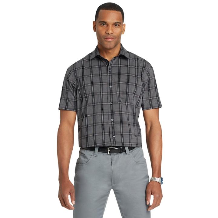 Men's Van Heusen Flex Non-iron Classic-fit Button-down Shirt, Size: Small, Black