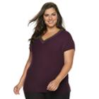 Plus Size Jennifer Lopez Studded V-neck Sweater, Women's, Size: 0x, Drk Purple