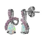 Lab-created Opal And Lab-created Pink Sapphire Sterling Silver Twist Drop Earrings, Women's