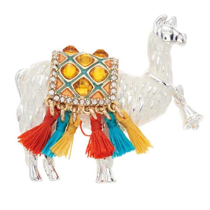 Napier Simulated Crystal & Tassel Llama Pin, Women's, Multicolor