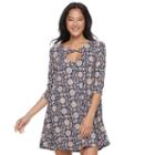 Juniors' Trixxi Floral Twist-front Swing Dress, Teens, Size: Large, Blue (navy)