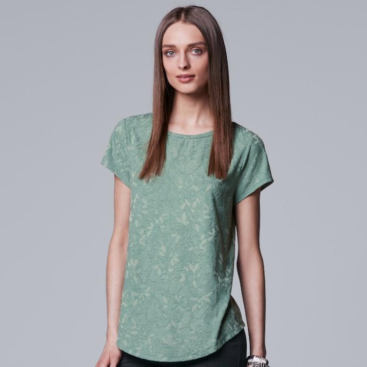 Women's Simply Vera Vera Wang Essential Floral Tee, Size: Medium, Med Green