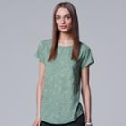 Women's Simply Vera Vera Wang Essential Floral Tee, Size: Medium, Med Green