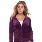 Women's Juicy Couture Solid Velour Hoodie Jacket, Size: Medium, Purple