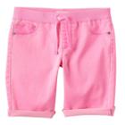 Girls 7-16 So&reg; Ribbed Waist Sateen Bermuda Shorts, Girl's, Size: 16, Brt Pink