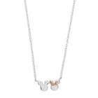Disney's Mickey & Minnie Mouse Two Tone Sterling Silver Necklace, Women's, White