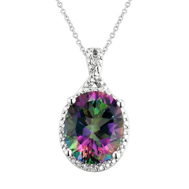Sterling Silver Mystic Fire Topaz Pendant Necklace, Women's, Purple