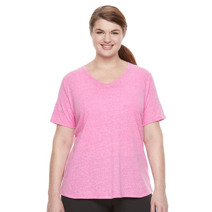 Plus Size Tek Gear&reg; Easy V-neck Workout Tee, Women's, Size: 2xl, Brt Pink