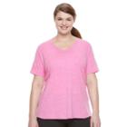 Plus Size Tek Gear&reg; Easy V-neck Workout Tee, Women's, Size: 2xl, Brt Pink