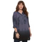 Plus Size Rock & Republic&reg; Tie-dye High-low Tunic, Women's, Size: 2xl, Grey
