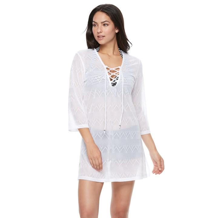 Women's Apt. 9&reg; Jacquard Tunic Cover-up, Size: Large, Natural