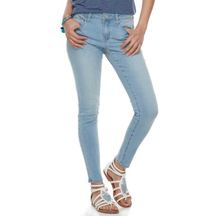 Juniors' So&reg; Embroidered Pocket Jeggings, Teens, Size: 11 Short, Med Blue