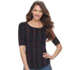 Women's Apt. 9&reg; Essential Elbow-sleeve Tee, Size: Xs, Black