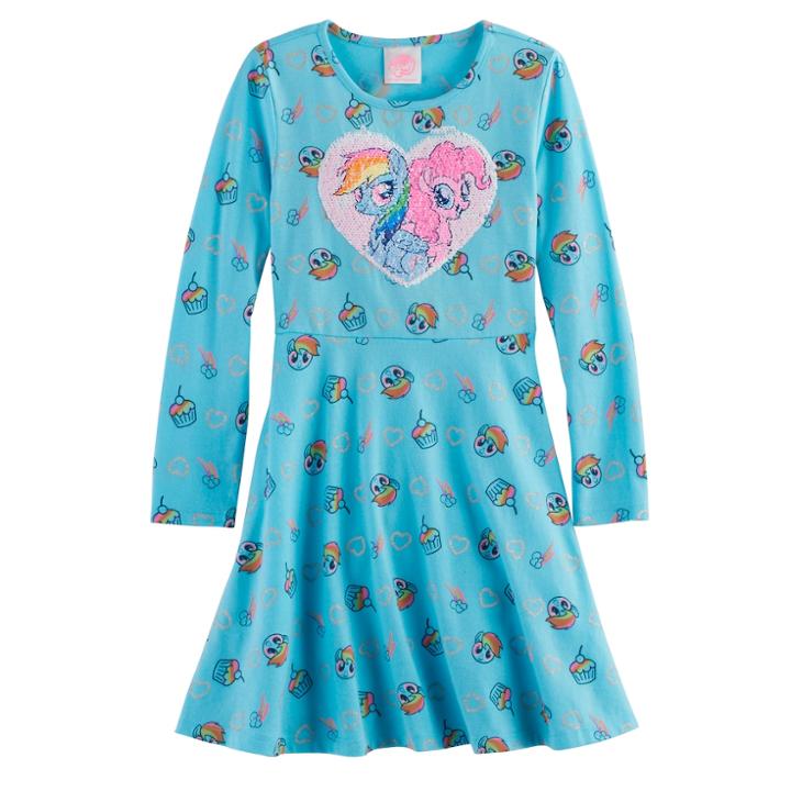 Girls 4-7 My Little Pony Rainbow Dash Flip Sequins Skater Dress, Size: 7, Turquoise/blue (turq/aqua)
