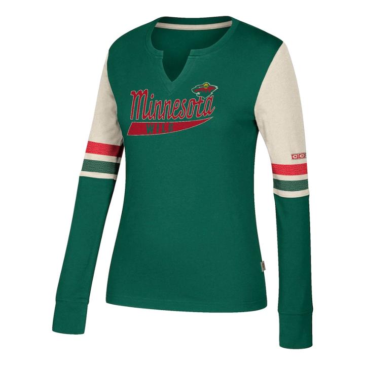 Women's Ccm Minnesota Wild Notch-neck Tee, Size: Xxl, Dark Green