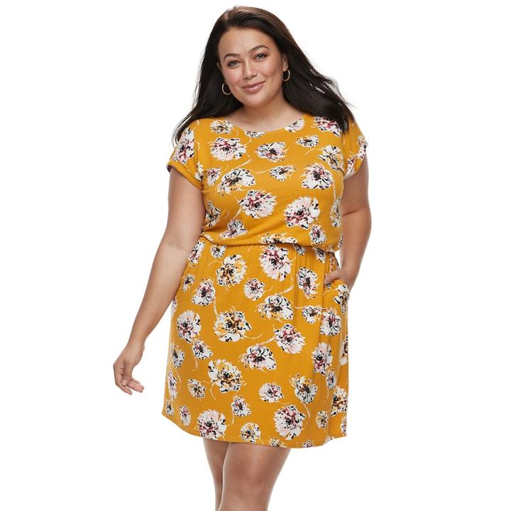 Plus Size Apt. 9&reg; Cinched T-shirt Dress, Women's, Size: 1xl, Drk Orange