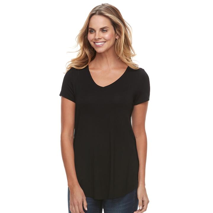 Women's Apt. 9&reg; V-neck Tunic, Size: Small, Black