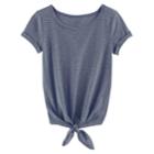 Girls Plus Size So&reg; Rolled Cuff Tie Front Tee, Size: 20 1/2, Blue