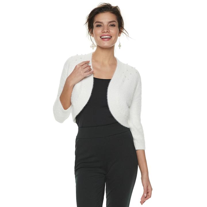 Women's Elle&trade; Cozy Sweater Shrug, Size: Large, White