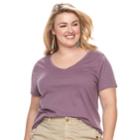 Plus Size Sonoma Goods For Life&trade; Essential V-neck Tee, Women's, Size: 4xl, Purple