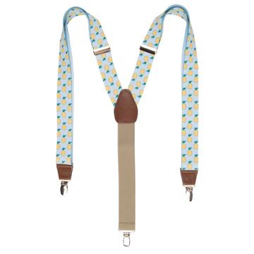 Men's Wembley Pineapple Print Suspenders, Light Blue