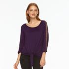 Women's Ab Studio Shirred Crochet Top, Size: Small, Lt Purple
